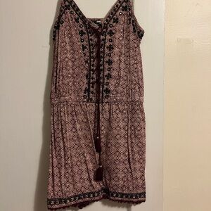 American Eagle Outfitters Burgundy and Black Patterned Romper